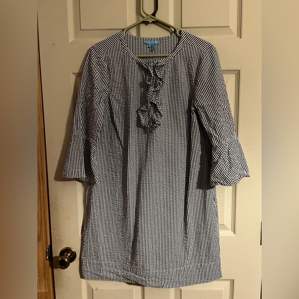 Draper James seersucker striped mini shift dress, size 12